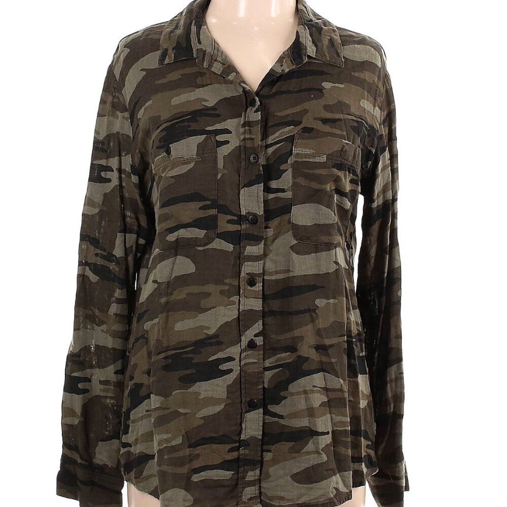 Sanctuary Size L Long sleeve button-down Camo shirt